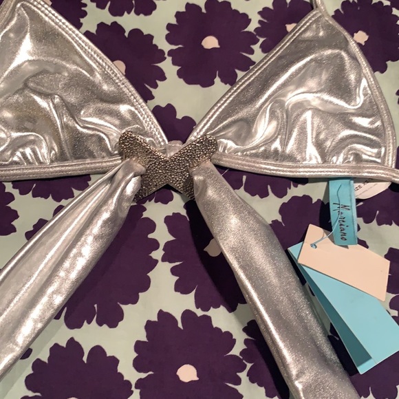 Y2K Marciano Silver Swim Top - Picture 2 of 6